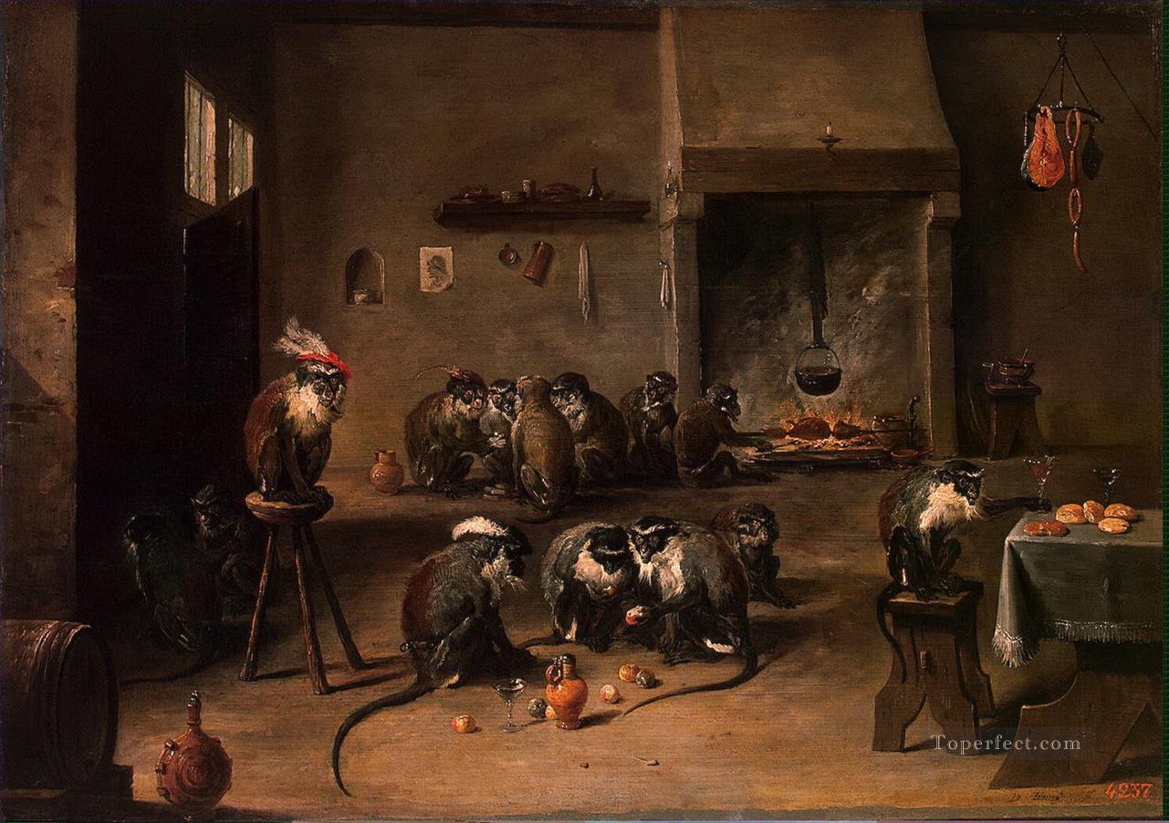 Teniers David II Monkeys in the Kitchen Oil Paintings